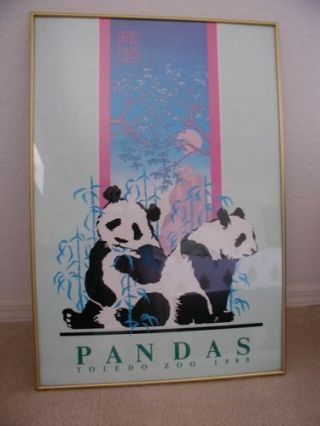 1988 Toledo Zoo Panda Exhibit Poster Rare 80s Bear Vintage