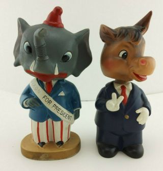 Vintage Elephant Nixon For President Republican & Donkey Democrat Nodders