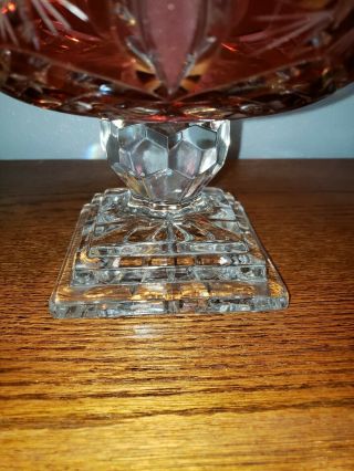 Huge Vintage Bohemian Ruby Red Cut to Clear Crystal 10 