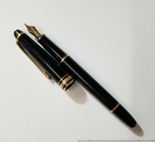 Vintage Montblanc Meisterstuck Black Resin Gold Trim Fountain Writing Pen