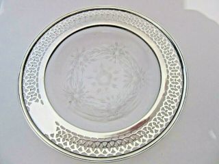 Vintage Made For Tiffany & Co Sterling Reticulated Pierced Plate Crystal Bottom