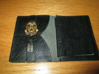 Vintage Security Officer Badge In Leather Wallet Folder