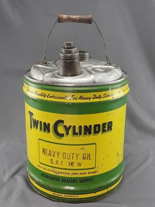 Vintage Twin Cylinder Oil Can John Deere 5 Gallon Double Spout Use For Gas