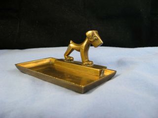 Antique Vintage Art Deco Brass Terrier Scottie Scotty Dog Pin Card Tray Peerage