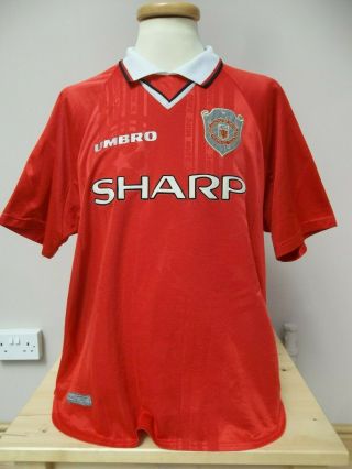 Vintage Manchester United Champions League Shirt 1999 Mens Large