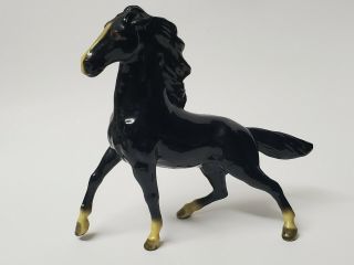 Vintage Mortens Studio Black Stallion Horse Figurine Signed Antique Collectible