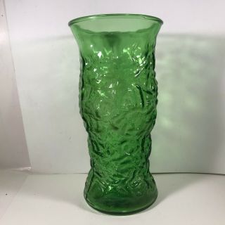 Vintage E O Brody Green Crinkle Glass 9 - 1/2” Vase