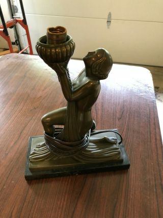 Vintage Art Deco Nude Lady Kneeling Lamp