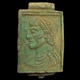 Ancient Roman Bronze Fibula Brooch Of A Bust - 200 - 400 Ad (3)