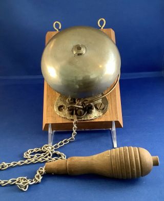 Rare Antique Ca.  1900 Trolley Fire Fight Bell Nickel With Chain And Pull