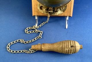 RARE Antique CA.  1900 TROLLEY FIRE FIGHT BELL NICKEL With CHAIN And PULL 3