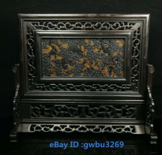 Vintage Fine Chinese Wood Hand Carved Inlay Exquisite Pattern Screen