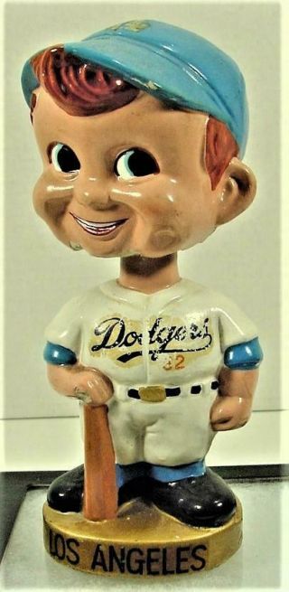 1960s Vintage Los Angeles Dodgers Gold Base Nodder Bobblehead Mlb Red Hair Flip