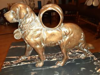Antique St.  Bernard Clock Base Golden Novelty Mfg Co.  Chicago Pat1891 Bronze?
