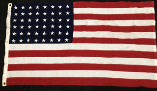 Vintage Us 48 Star American Flag Dettra Bulldog Bunting 3’ X 5’ Sewn Stars W/box