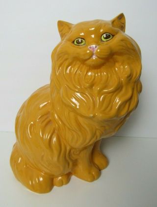 Vintage Large 13.  5 " Ceramic Orange Persian Cat Kitty Figurine