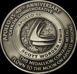 Nasa Apollo 15 40th Anniversary Metal Flown To The Moon Commemorative 4a