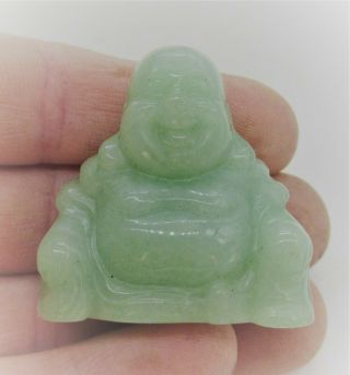 Old Chinese Qing Dynasty Jade Stone Carved Seated Buddha Statue