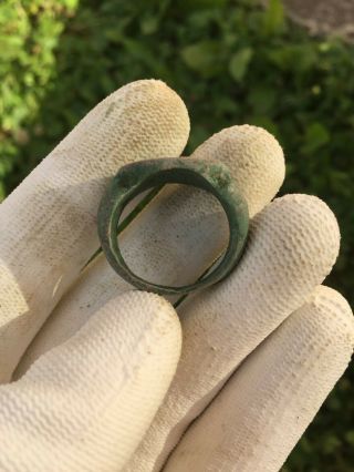 GORGEOUS ANCIENT ROMAN MASSIVE BRONZE SEAL RING WITH LION ON BEZZEL - 200AD 2