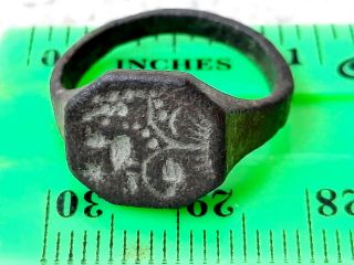 Ancient Medieval Bronze Ring Vintage Antique Artifact Byzantine 4 Gr Size 16.  5