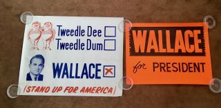 Two Authentic Governor George Wallace For President Campaign Posters (vg Cond)