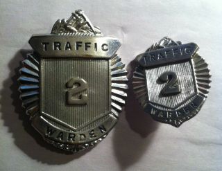 2 Traffic Warden Badges,  Police,  Vintage/antique,  Obsolete