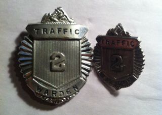 2 Traffic Warden Badges,  Police,  Vintage/Antique,  Obsolete 2