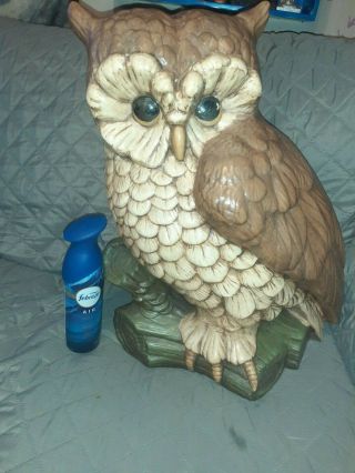 Vintage 197os Large Ceramic Owl Rare Paint Not Repainted.  1960 Old 1980