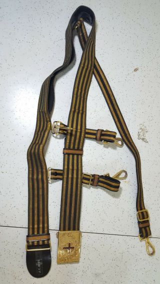Antique Knights Templar Masonic Sword Belt W Buckle,  Hangers In Hoc Signo Vinces