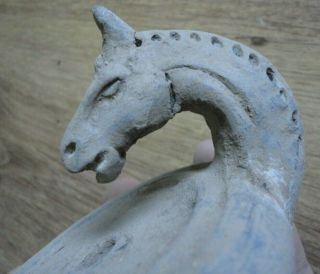 Ancient Roman Terracotta Oil Lamp Mythological Head of Horse Circa 200 BC - 150 AD 3