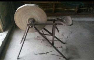 Antique Grinding Stone Pedal Wheel W/ Seat Sharpener,  Vintage Tool Make Offer