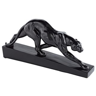 African Wildlife Art Deco Retro Stalking Black Panther Sculpture Statue