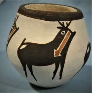 Vintage Southwest Acoma Pottery Jar By Marie Z.  Chino 1 7/8 " H X 2 " W Ca1950
