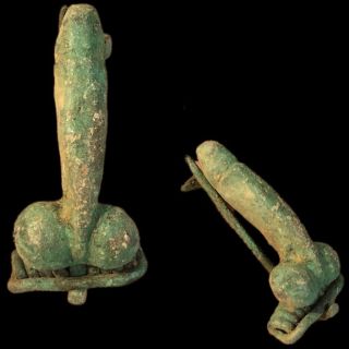 Ancient Roman Bronze Phallic Fibula Brooch - 200 - 400 Ad (9)