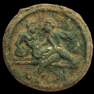 Rare Ancient Roman Bronze Period Roundel With Erotic Scene - 200 - 400 Ad (3)
