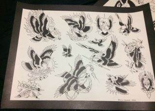 Mike Rollo Malone Vintage 1980’s Production Tattoo Flash Sheet