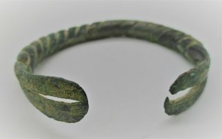 European Finds Ancient Viking Norse Twisted Bracelet With Serpent Head Terminal