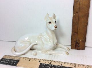 Vintage Antique Germany White & Cream Porcelain Great Dane Dog Figurine 3039