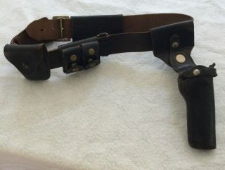 Vintage Jay - Pee Black Leather Police Belt W/bianchi 104r Holster & Accessories