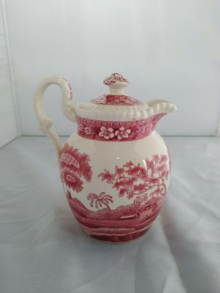 Vintage Copeland Spode England Red/pink Tower Old Mark 5 " Lidded Creamer/teapot