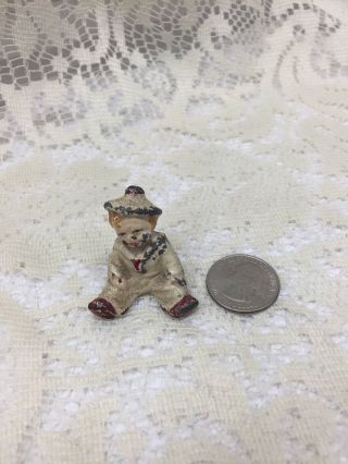 Antique Painted Cast Iron Miniature Doll Figure Boy 1.  75”
