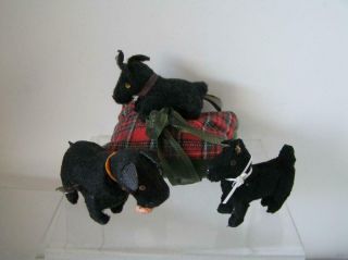 Vintage World War Ll 3 Scotty Dog Plush Miniature Toys From Germany & Japan