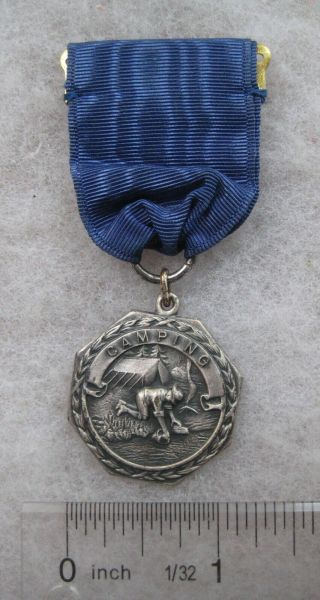 Boy Scout Silver Colored Camping Contest Medal