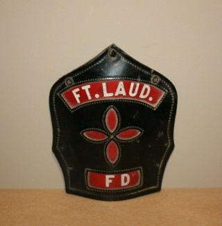 Vintage Fort Lauderdale Florida Fire Department Leather Helmet Shield Carins Bro