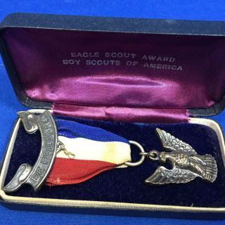Boy Scout Eagle Scout Award Badge / Medal No BSA Flat Back Sterling 2
