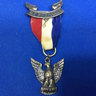 Boy Scout Eagle Scout Award Badge / Medal No BSA Flat Back Sterling 3