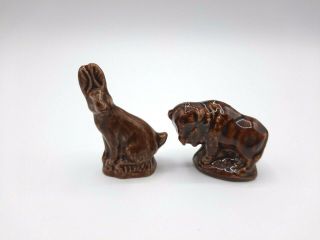 Set Of 2 Vintage Wade Whimsies Figurines Rabbit And Buffalo