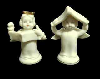 Vintage Choir Angels Porcelain Gold Trim Salt And Pepper Shakers S&p Japan