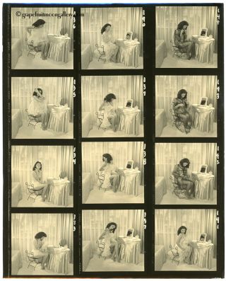 Bunny Yeager Vintage Contact Sheet Photograph Sultry Nikki Wyatt Boudoir Session