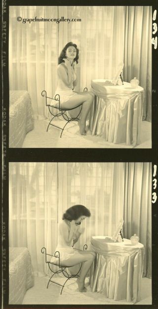 Bunny Yeager Vintage Contact Sheet Photograph Sultry Nikki Wyatt Boudoir Session 3
